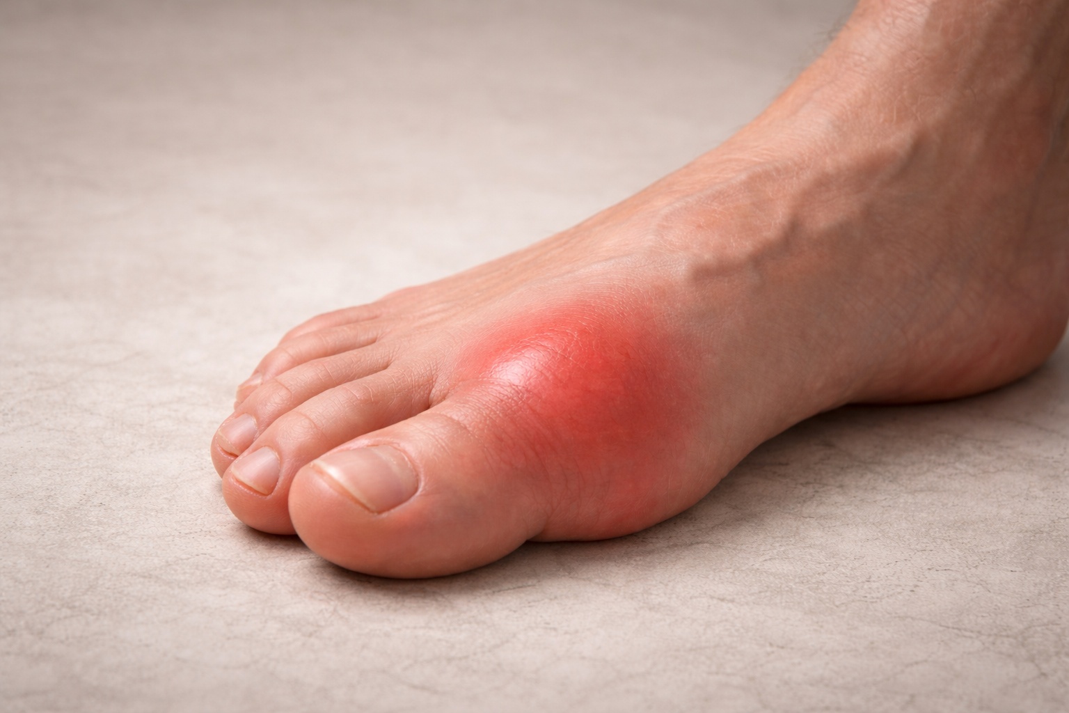 p:e inflamado com gota